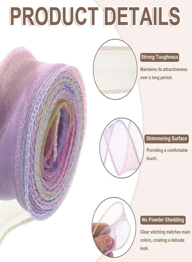 Aeenioy 2 PCS Ribbon Roll, Organza Ribbon for Gift Wrapping, Craft Material, Pink Blue and Pink Yellow, Ideal for Decoration, DIY Crafts, and Hair Accessories - Image 3